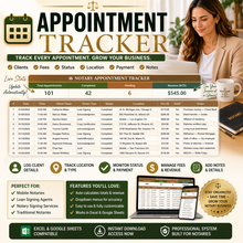 Load image into Gallery viewer, All-in-One Notary Business Spreadsheet (Clients, Income, Journal + More)