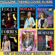 Load image into Gallery viewer, (FLORIDA NOTARIES) Get 10 editable MAGAZINE THEMED COVER FLYERS- edit in canva (Copy)