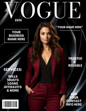 Load image into Gallery viewer, Get 10 Magazine-Themed Notary Flyers- edit in canva