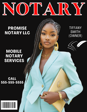Load image into Gallery viewer, Get 10 Magazine-Themed Notary Flyers- edit in canva