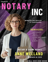 Load image into Gallery viewer, Get 10 Magazine-Themed Notary Flyers- edit in canva