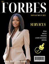 Load image into Gallery viewer, Get 10 Magazine-Themed Notary Flyers- edit in canva