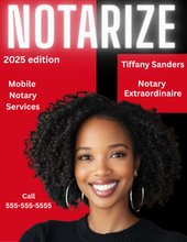 Load image into Gallery viewer, Get 10 Magazine-Themed Notary Flyers- edit in canva