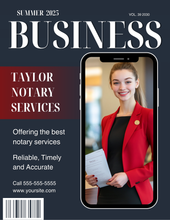 Load image into Gallery viewer, Get 10 Magazine-Themed Notary Flyers- edit in canva