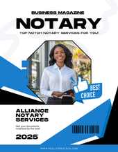 Load image into Gallery viewer, Get 10 Magazine-Themed Notary Flyers- edit in canva