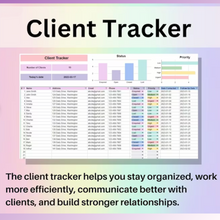 Load image into Gallery viewer, Client Tracker for (Google Sheets & Microsoft Excel)