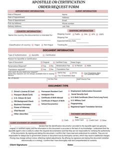 Apostille Client Order Request Forms