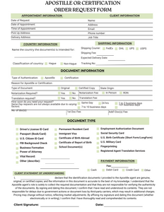 Apostille Client Order Request Forms