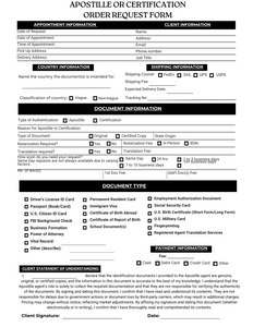 Apostille Client Order Request Forms