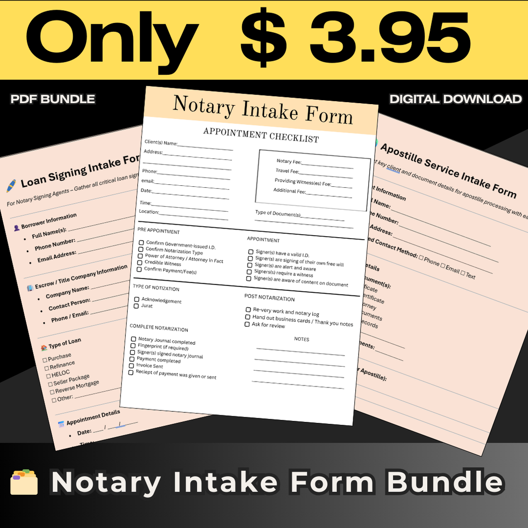 🗂️ Notary Intake Form Bundle