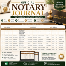 Load image into Gallery viewer, All-in-One Notary Business Spreadsheet (Clients, Income, Journal + More)
