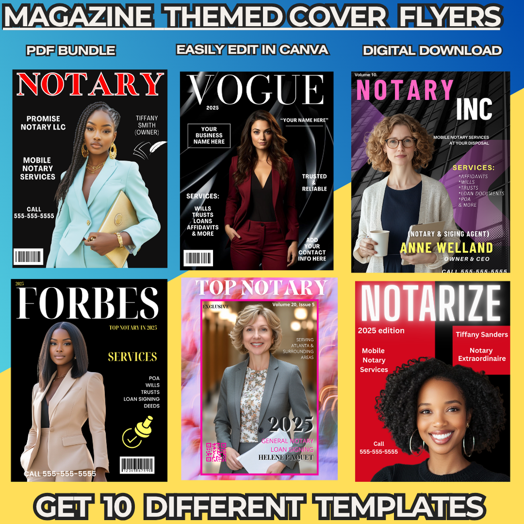 (SALE TODAY) Get 10 editable MAGAZINE THEMED COVER FLYERS- edit in canva