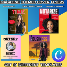 Load image into Gallery viewer, (FLORIDA NOTARIES) Get 10 editable MAGAZINE THEMED COVER FLYERS- edit in canva (Copy)
