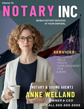 Load image into Gallery viewer, (TEXAS NOTARIES) Get 10 editable MAGAZINE THEMED COVER FLYERS- edit in canva (AND) Get a FREE notary business spreadsheet
