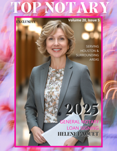 Load image into Gallery viewer, (TEXAS NOTARIES) Get 10 editable MAGAZINE THEMED COVER FLYERS- edit in canva (AND) Get a FREE notary business spreadsheet
