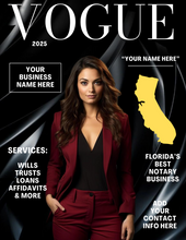Load image into Gallery viewer, (FLORIDA NOTARIES) Get 10 editable MAGAZINE THEMED COVER FLYERS- edit in canva (Copy)
