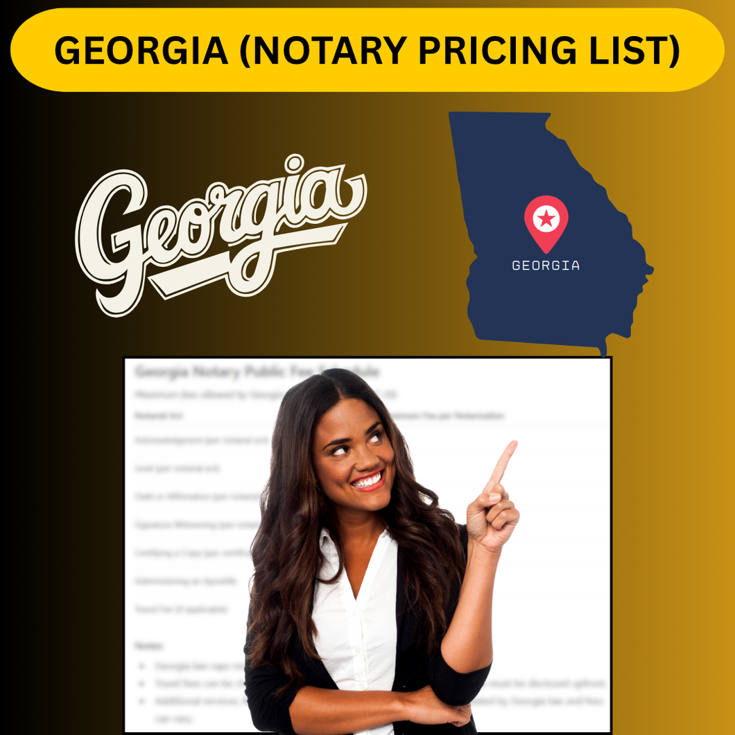 GEORGIA NOTARY PRICING LIST