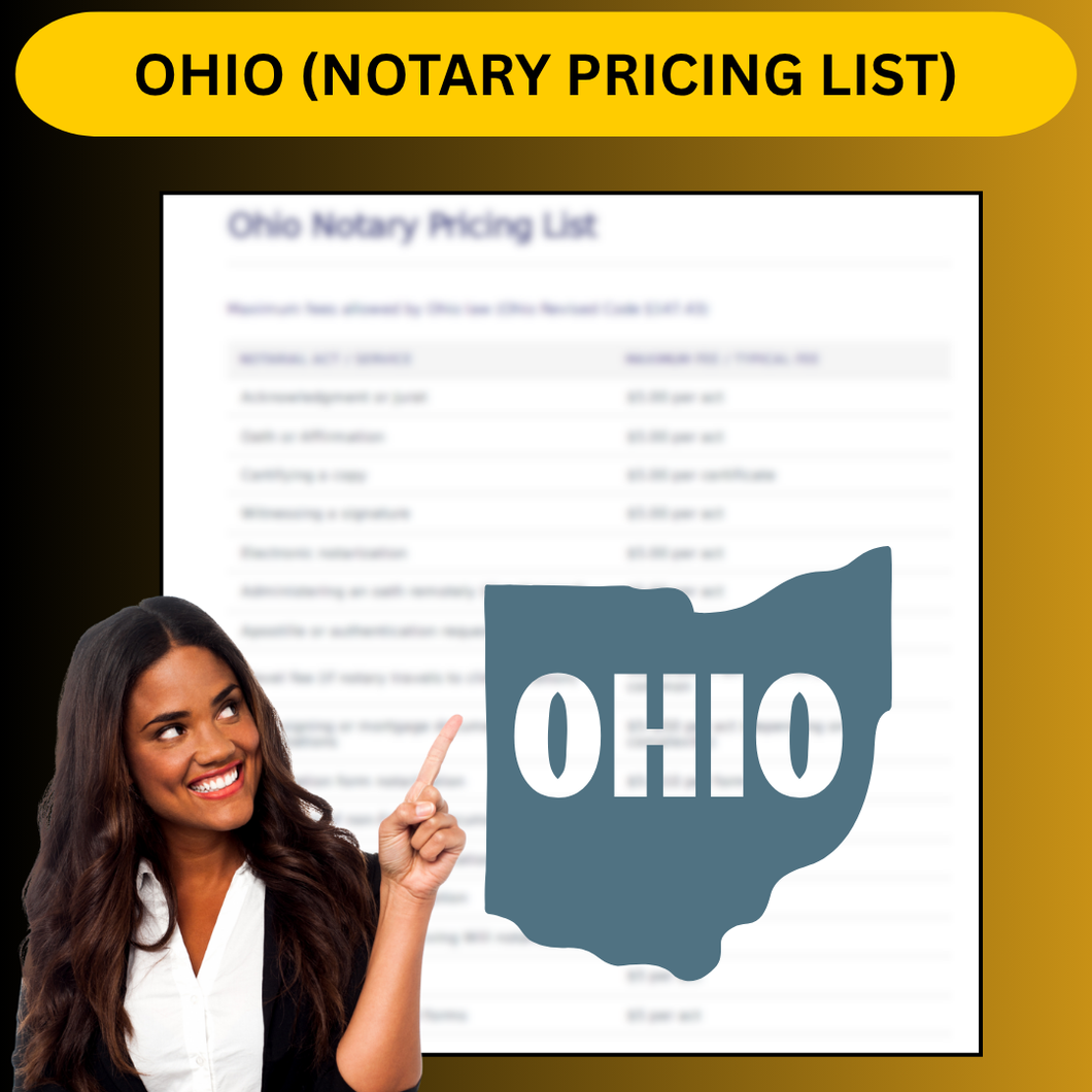OHIO NOTARY PRICING LIST