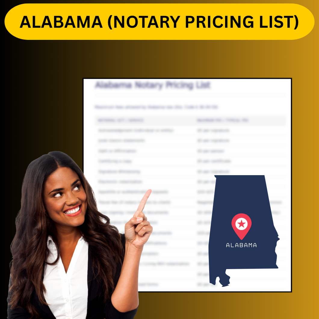 ALABAMA NOTARY PRICING LIST