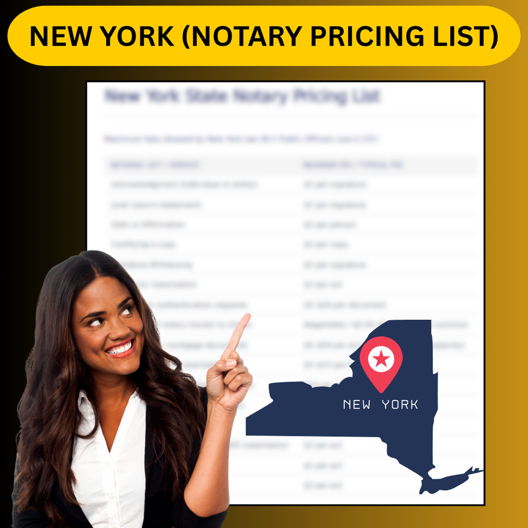 NEW YORK STATE NOTARY PRICING LIST