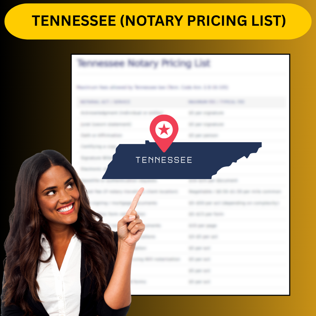 TENNESSEE NOTARY PRICING LIST