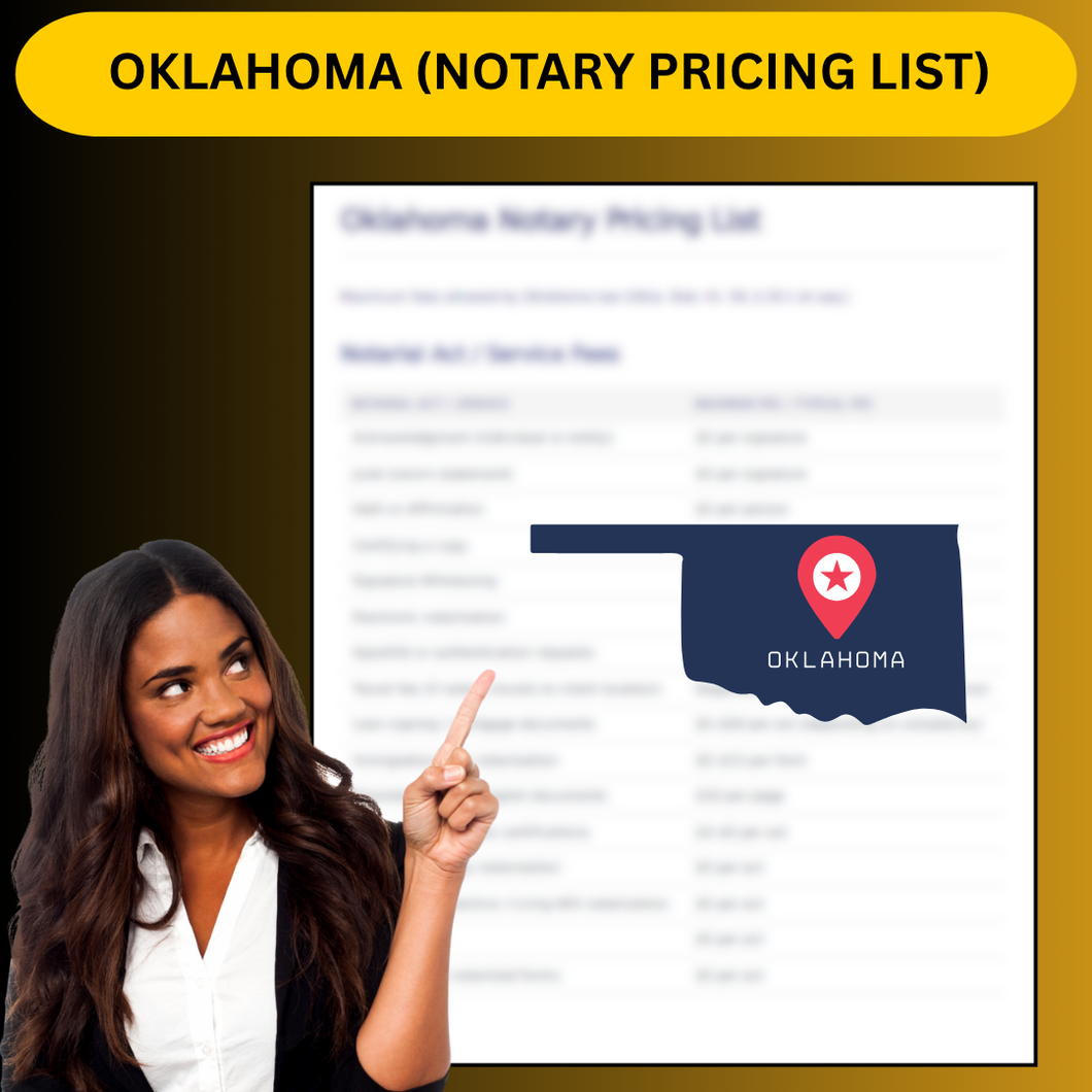 OKLAHOMA NOTARY PRICING LIST