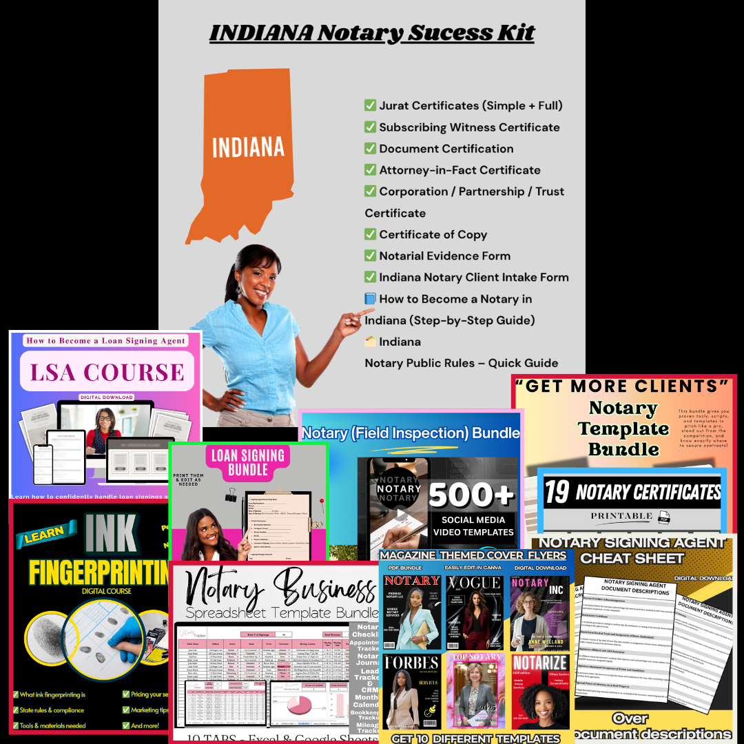 Indiana Notary Get It All Bundle – 15 Bundles | $24.95 – Super Promo Videos