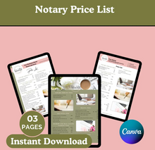 Load image into Gallery viewer, (TODAY ONLY SALE) Notary Price List Template &amp; 10 NOTARY BUSINESS BUNDLES
