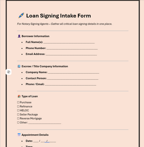 🗂️ Notary Intake Form Bundle