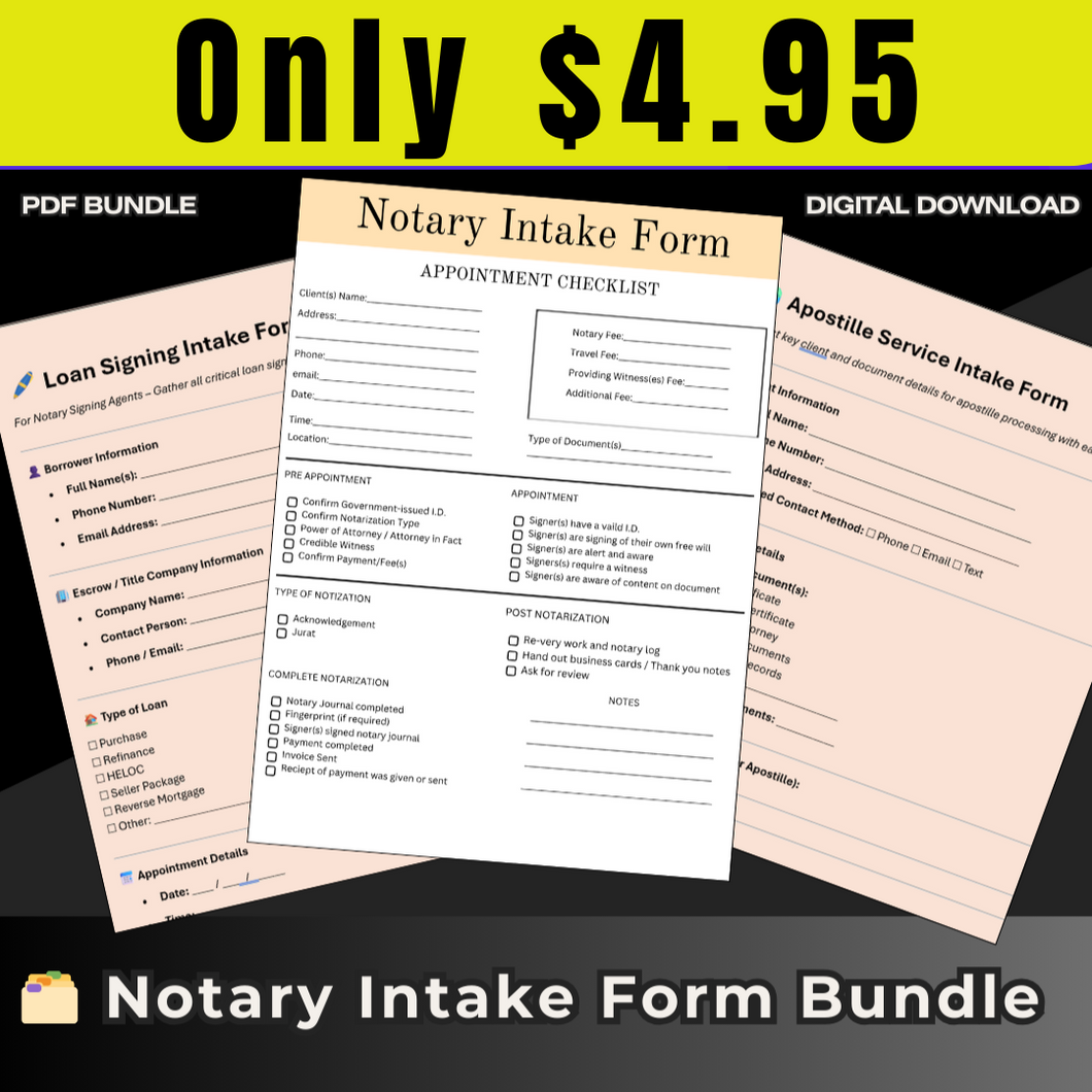 🗂️ Notary Intake Form Bundle