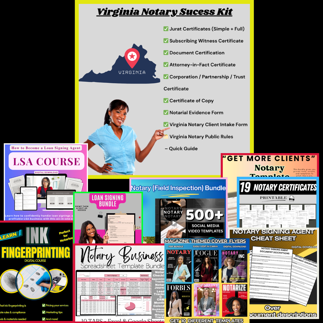 Virginia Notary Layout Virginia Notary Get It All Bundle – 15 Bundles | $24.95 – Super Promo ...